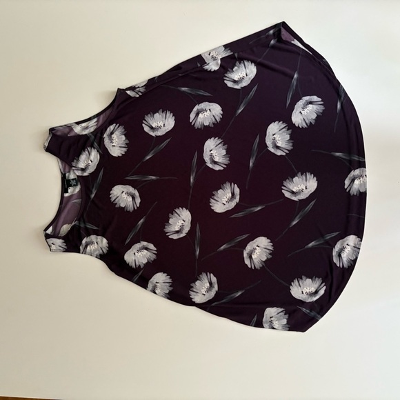 Alfani Plum and White Floral Sleeveless Blouse Plus Size - Picture 2 of 6